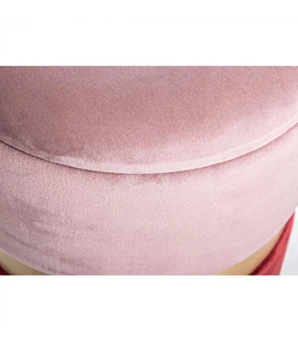 Set2 Pouf Cont.Polina Rosa-Rosso Struttura In Mdf E Compensato. Rivestimento In Poliestere