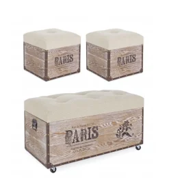 Set3 Pouf Travel Paris Corda