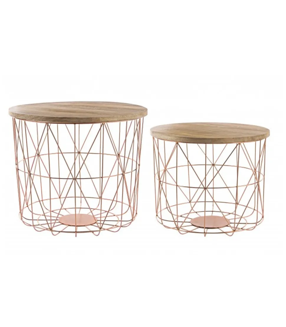 Set2 Tavolino Contenitore Intreccio Rame