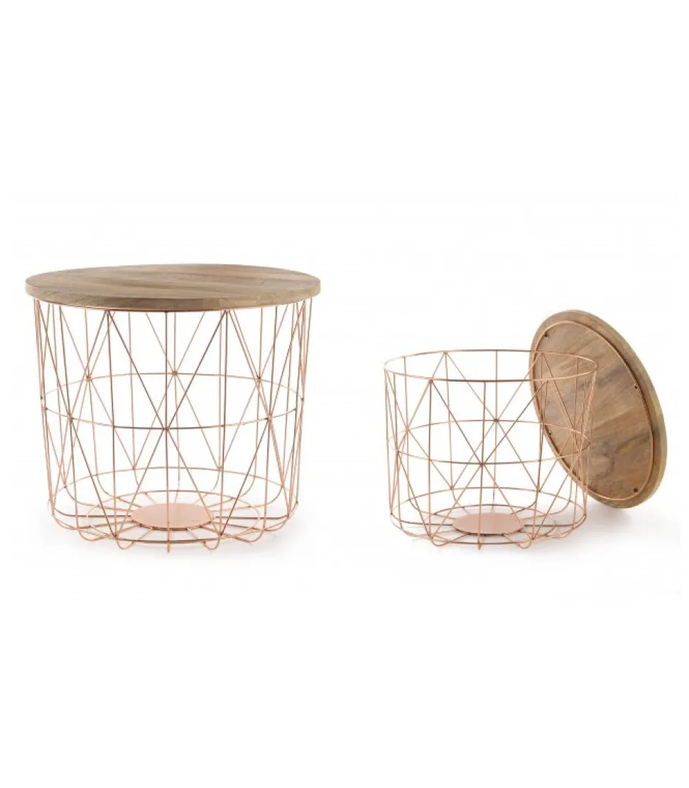 Set2 Tavolino Contenitore Intreccio Rame