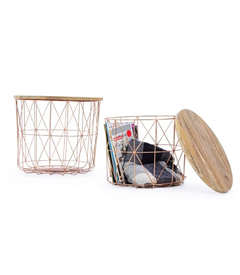 Set2 Tavolino Contenitore Intreccio Rame