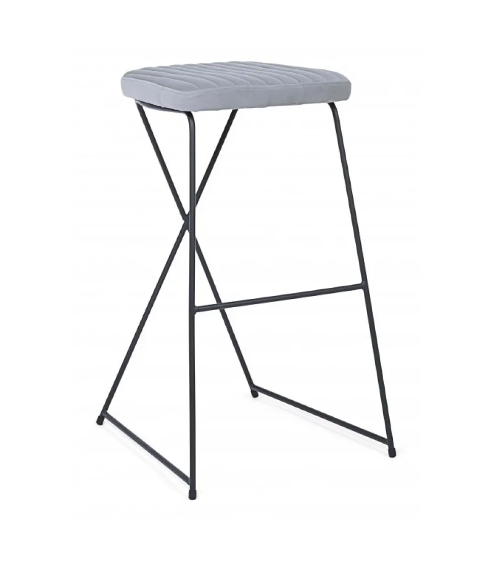 Sgabello Bar Kinsley Velluto Grigio