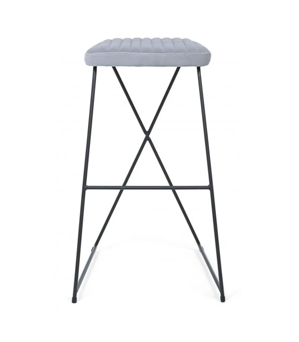 Sgabello Bar Kinsley Velluto Grigio