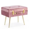Sgabello Contenitore Polina Rosa Ant. Struttura In Mdf. Rivestimento In Poliestere Effetto Velluto
