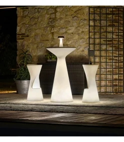Sgabello Da Giardino In Polietilene, Accessoriabile Di Luce A Led E Kit Di Fissaggio.