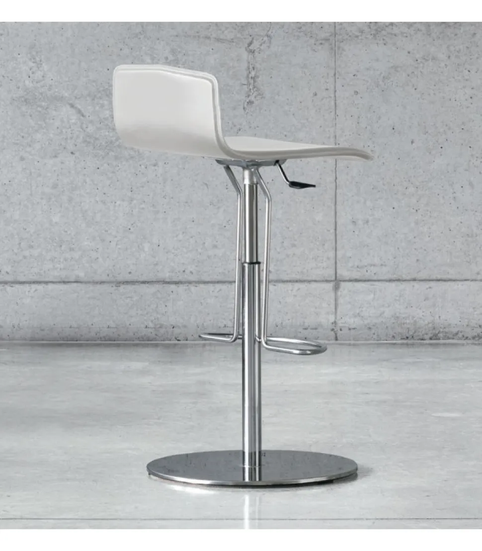 Sgabello Regolabile Clio Air, Base Cromo Con Piatto Tondo