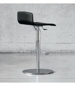 Sgabello Regolabile Clio Air, Base Cromo Con Piatto Tondo
