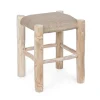 Sgabello Sarika Qu H45 Seduta In Iuta, Gambe In Rami Di Teak Con Finitura Naturale