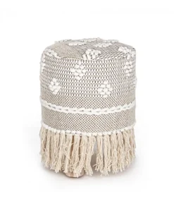 Sgabello Veracruz Nat-Nero D30 Struttura In Legno Di Eucalipto, Rivestimento In 100% Cotone