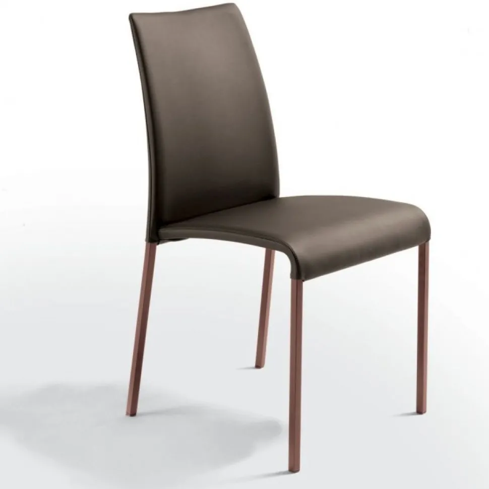 Sissi, Sedia Imbottita Moderna In Ecopelle Con Struttura In Metallo