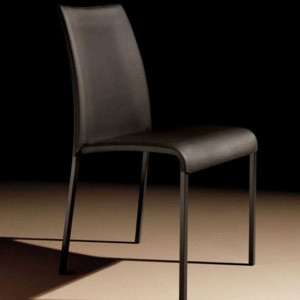 Sissi, Sedia Imbottita Moderna In Ecopelle Con Struttura In Metallo