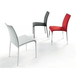 Sissi, Sedia Imbottita Moderna In Ecopelle Con Struttura In Metallo