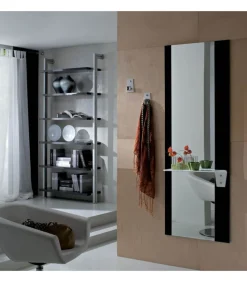 Specchiera Ingresso Con Mensola Integrata E Coppia Appendiabiti A Parete - L.65 H.180 Cm - Art. 500