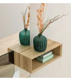 Specchiera Ingresso Con Vano Portaoggetti E Coppia Appendiabiti A Parete L.93 H.180 Cm. - Art626