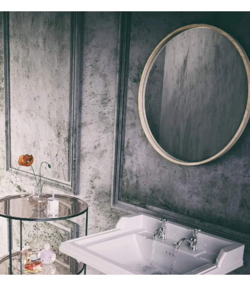 Specchiera Tonda Con Cornice In Legno