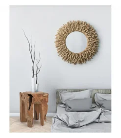 Specchio Sarabi D80 Struttura In Rami Di Teak, Finitura Naturale