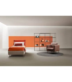 Spin Compatto, Letto Contenitore Imbottito Con Rivestimento Della Testiera Reversibile