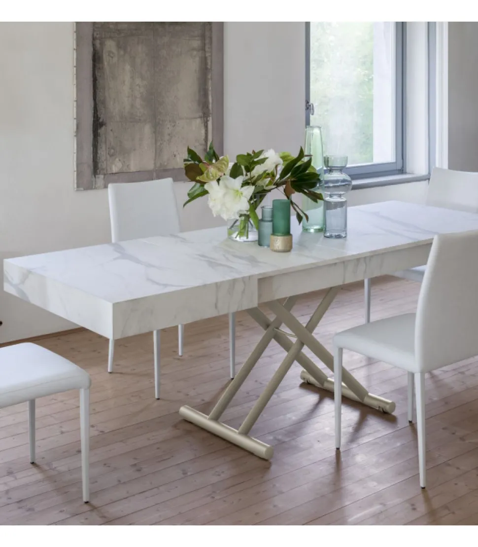 Tavolino Allungabile Ulisse: Salvaspazio, Apertura Centrale E Piano In Folding