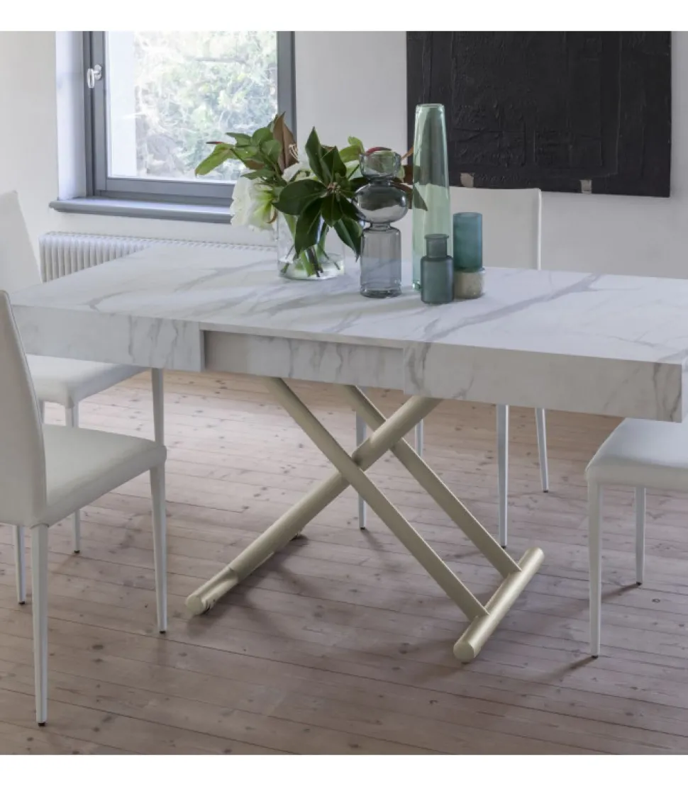 Tavolino Allungabile Ulisse: Salvaspazio, Apertura Centrale E Piano In Folding