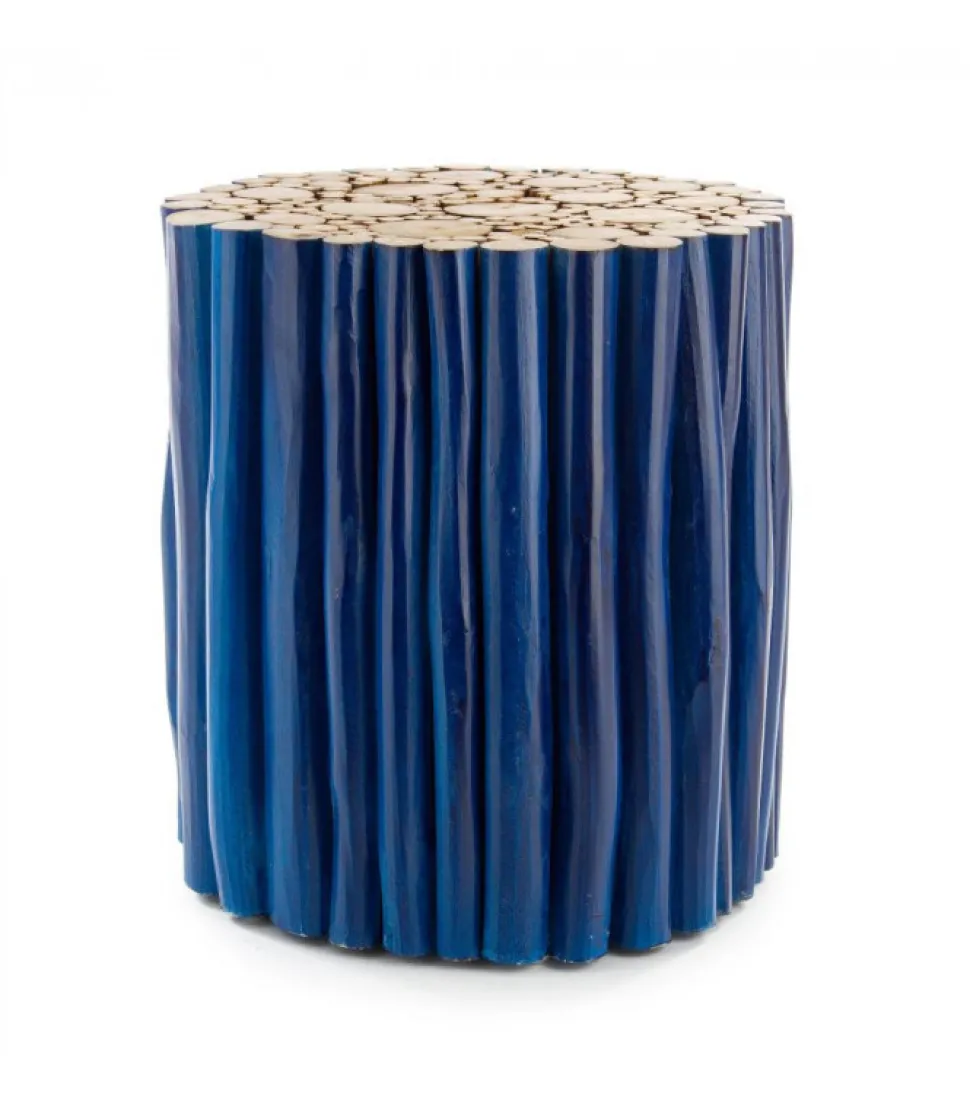 Tavolino Guadalupe Blu Struttura In Rami Di Teak Con Finitura A Base Di Nitrocellulosa