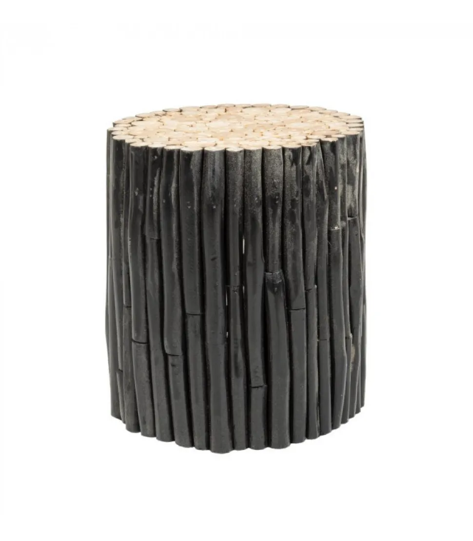 Tavolino Guadalupe Nero Struttura In Rami Di Teak Con Finitura A Base Di Nitrocellulosa