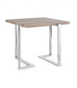 Tavolino Ismael Qu 60X60 Struttura E Gambe In Acciaio Inossidabile. Piano In Mdf Rivestito