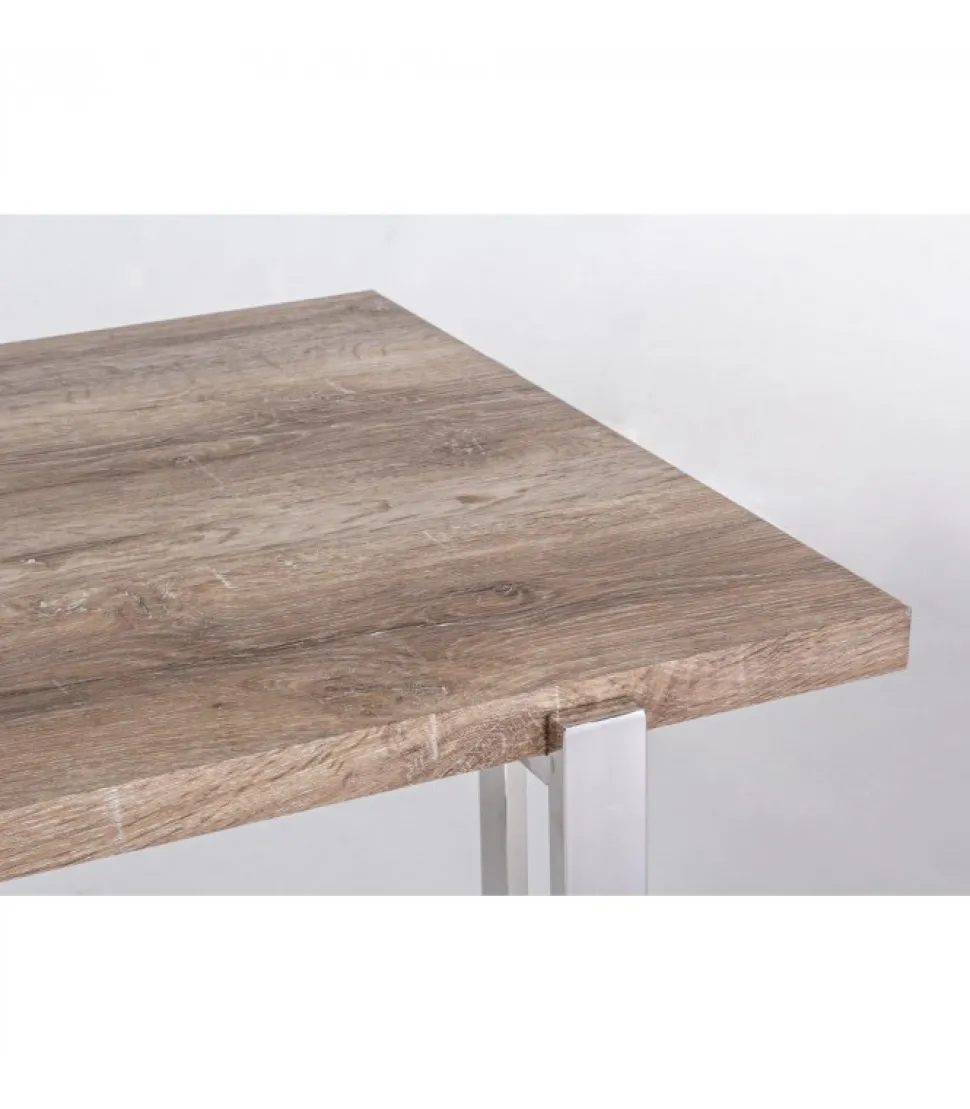 Tavolino Ismael Qu 60X60 Struttura E Gambe In Acciaio Inossidabile. Piano In Mdf Rivestito