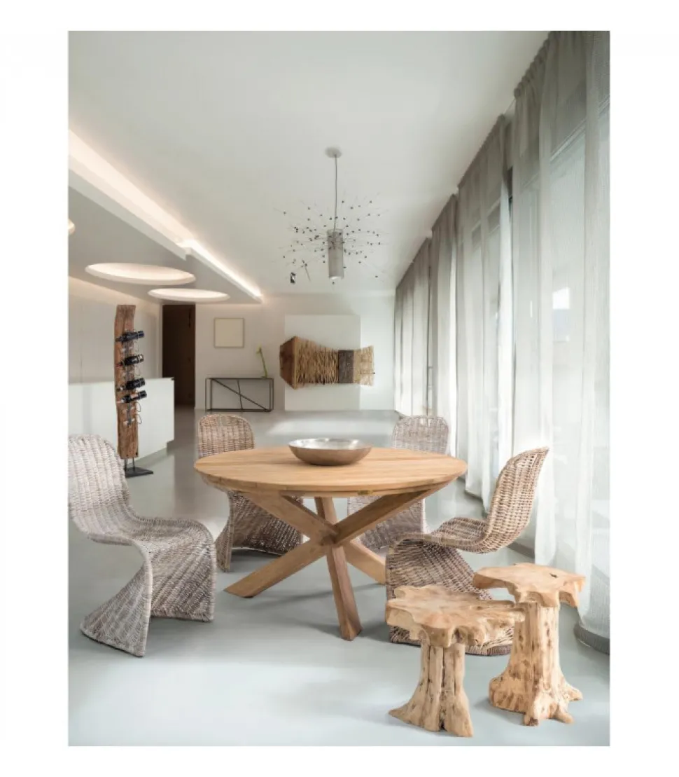 Tavolino Kavir 40X40 Struttura In Radici Di Teak, Finitura Naturale