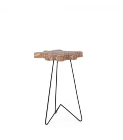 Tavolino Savanna Alto Nero Piano In Radici Di Teak Con Finitura Naturale