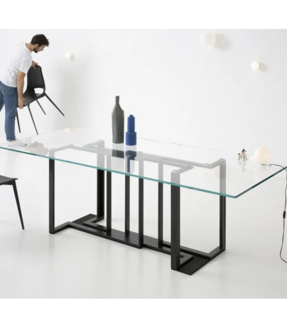 Tavolo Accademia Con Piano Rettangolare.