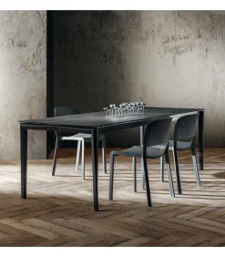 Tavolo Allungabile Con Piano In Hpl E Fenix, Gambe In Metallo Verniciato - Da 120 Fino A 160 Cm. - Art.138Al