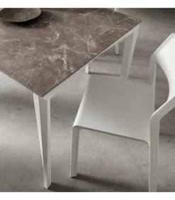 Tavolo Allungabile Con Piano In Hpl E Fenix, Gambe In Metallo Verniciato - Da 120 Fino A 160 Cm. - Art.138Al