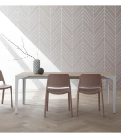 Tavolo Allungabile Con Piano Laminato Hpl E Fenix, Con Gambe In Metallo Verniciato.Da 120 A 160 Cm. - Art.Tv125Al