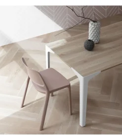 Tavolo Allungabile Con Piano Laminato Hpl E Fenix, Con Gambe In Metallo Verniciato.Da 120 A 160 Cm. - Art.Tv125Al