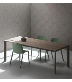 Tavolo Allungabile Con Piano Laminato E Vetro E Gambe Alluiminio Anodizzato O Verniciato. L. 138 E 160 X90 Cm. - Art.Tv146Al