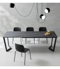 Tavolo Allungabile Da Cucina Moderno Con Piano Laminato E Vetro, Telaio Gambe In Metallo Verniciato.Da 138 E 160 Cm. - Art.Tv144Al