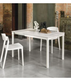 Tavolo Allungabile Perigeo 85, Con Allunghe Laterali In Mdf Laccato.