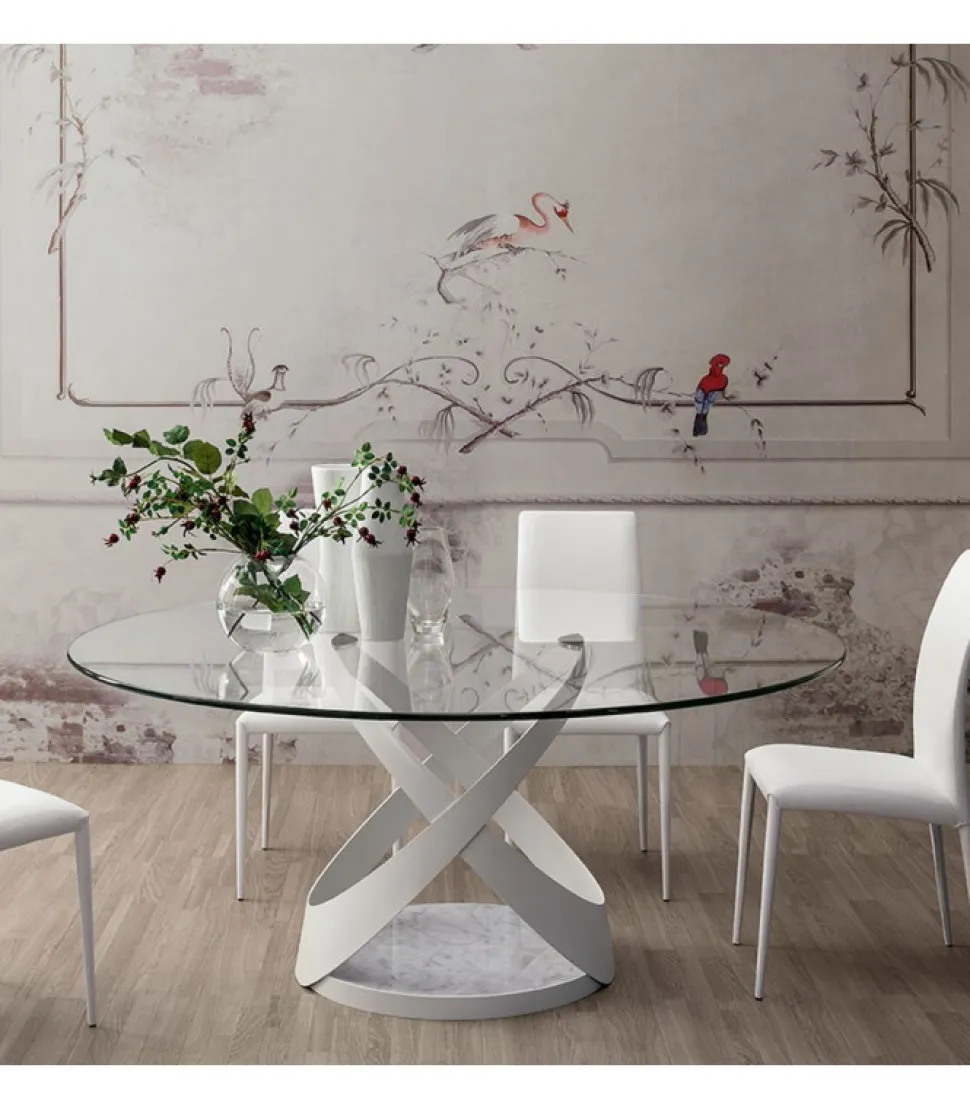 Tavolo Capri, Con Piano Ovale O Rotondo.