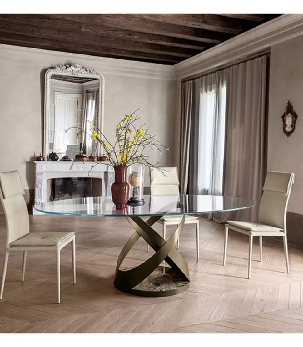 Tavolo Capri, Con Piano Ovale O Rotondo.