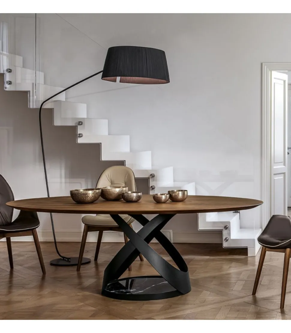 Tavolo Capri, Con Piano Ovale O Rotondo.