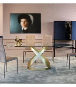 Tavolo Capri, Con Piano Ovale O Rotondo.