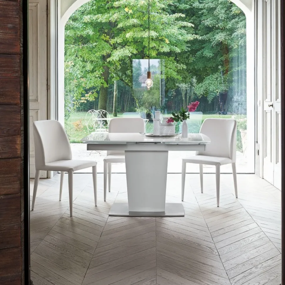 Tavolo Con Piano Vetro Allungabile Copernico 120 E 160