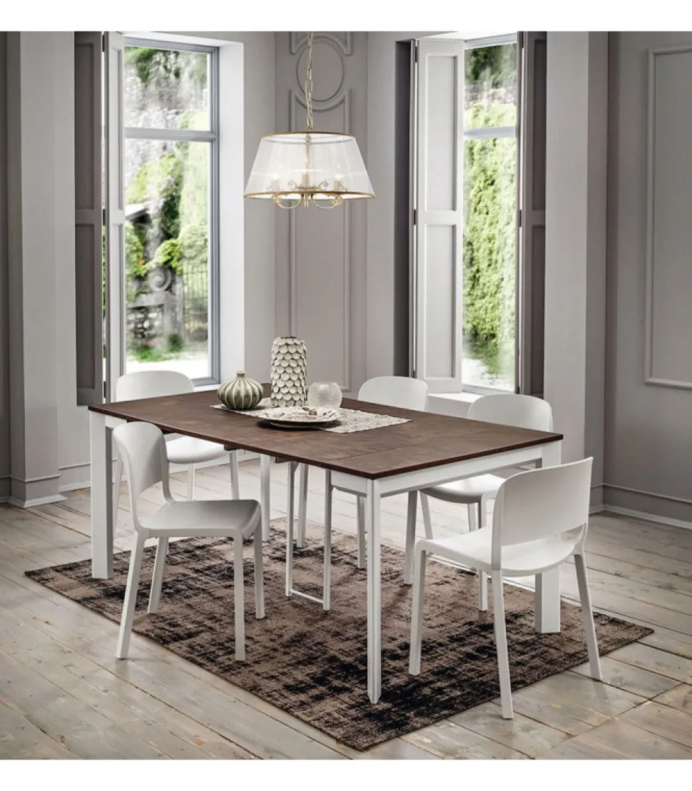 Tavolo Consolle Allungabile In Alluminio Con Piano Laminato. Chiusa Misura 50X100, Aperta Diventa 180X100 Cm. - Art S180