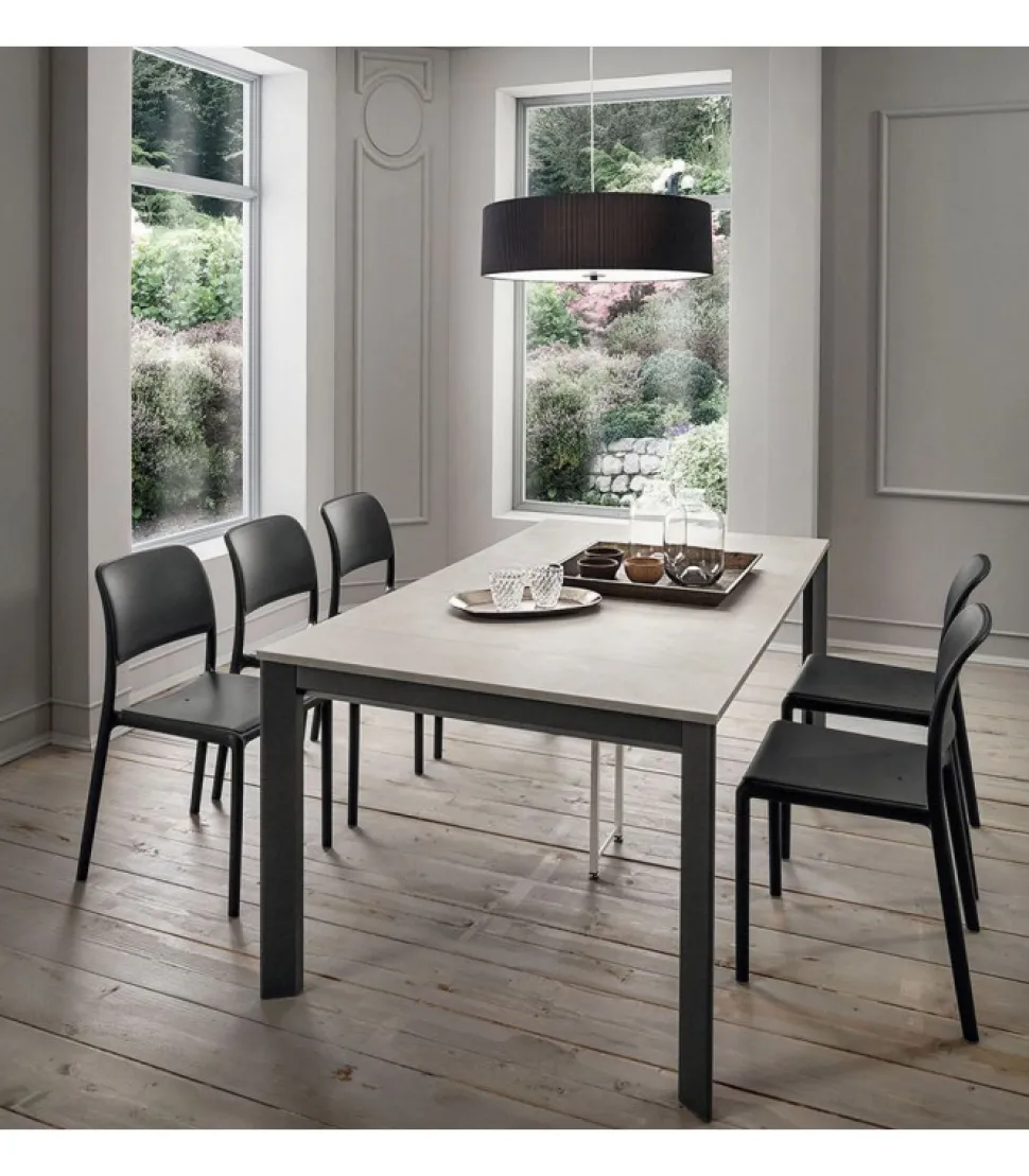 Tavolo Consolle Allungabile In Alluminio Con Piano Laminato. Chiusa Misura 50X100, Aperta Diventa 180X100 Cm. - Art S180