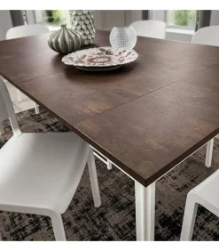 Tavolo Consolle Allungabile In Alluminio Con Piano Laminato. Chiusa Misura 50X100, Aperta Diventa 180X100 Cm. - Art S180