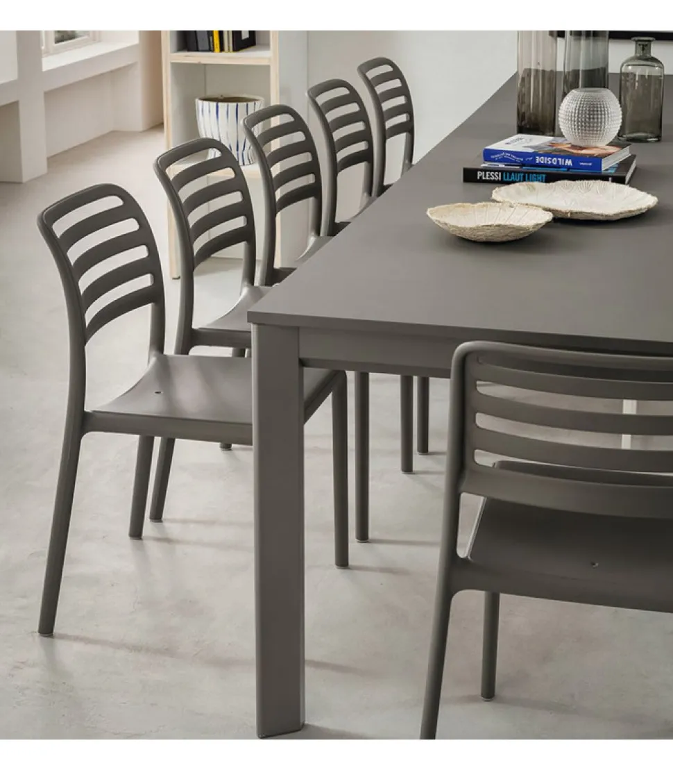 Tavolo Consolle Allungabile In Alluminio Con Piano Laminato. Chiusa Misura 50X100, Aperta Diventa 180X100 Cm. - Art S180