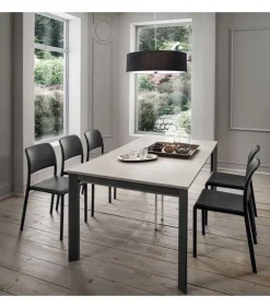 Tavolo Consolle Allungabile In Alluminio Con Piano Laminato. Chiusa Misura 50X100, Aperta Diventa 311X100 Cm. - Art S311