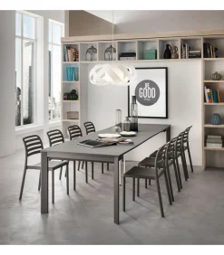 Tavolo Consolle Allungabile In Alluminio Con Piano Laminato. Chiusa Misura 50X100, Aperta Diventa 311X100 Cm. - Art S311