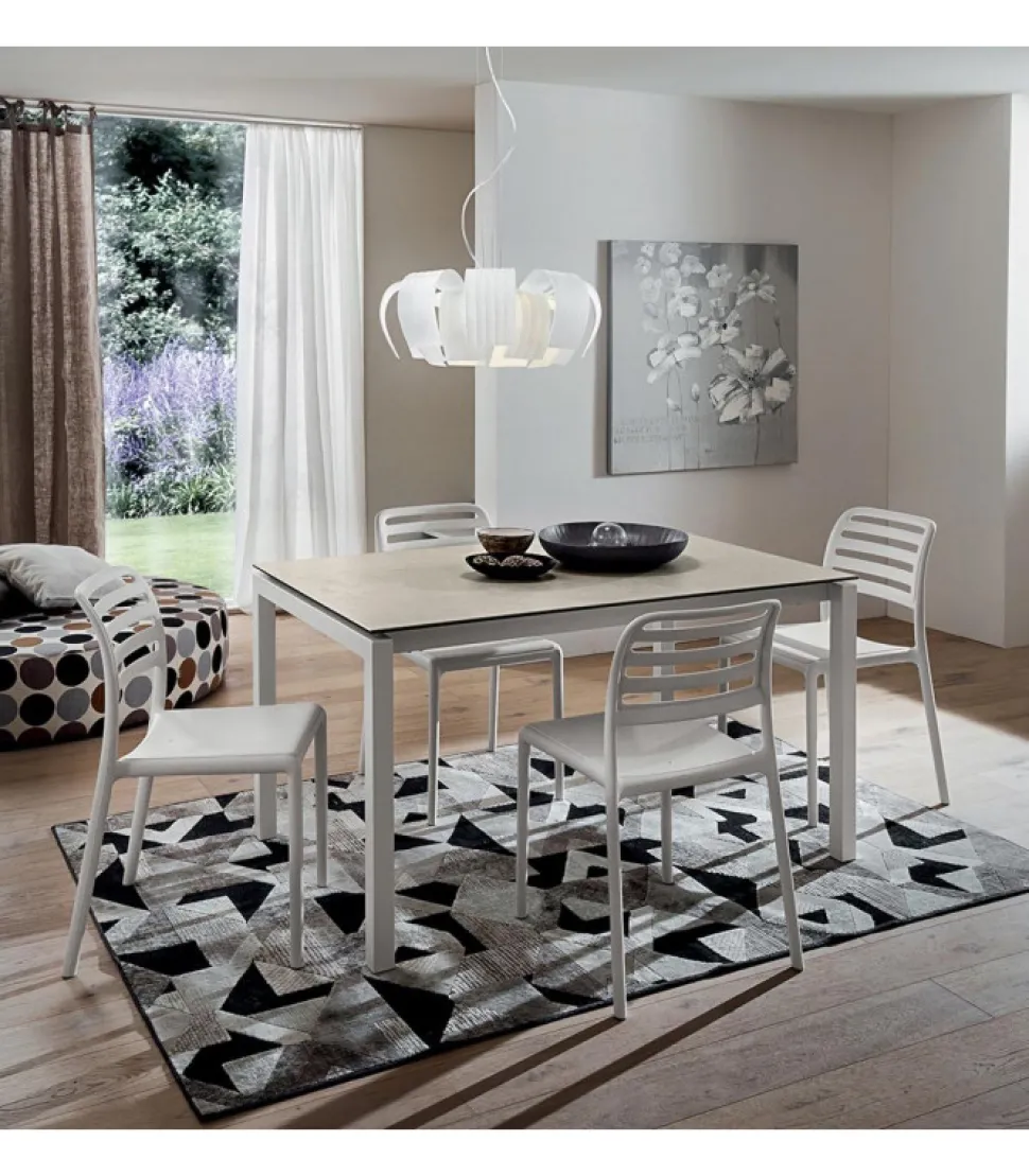 Tavolo Cucina Allungabile Con Piano Laminatohpl E Fenix Con Gambe In Metallo Verniciato. L. 138 E 160 X90 Cm. - Art.Tv120Al