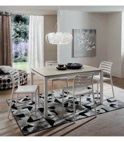 Tavolo Cucina Fisso Con Piano Laminato E Vetro E Gambe In Metallo Verniciato. L. 138 E 160 X90 Cm. - Art.Tv120